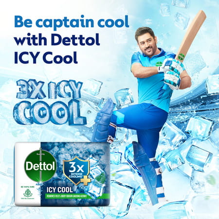 Dettol Icy Cool Bathing Soap Bar With 3x Intense Cooling (625gm) | 125gm - Pack Of 5