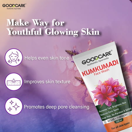Goodcare Kumkumadi Facewash 100ml | Ayurvedic Brightening & Nourishing Face Cleanser