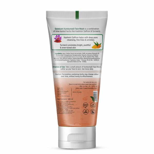Goodcare Kumkumadi Facewash 100Ml | Ayurvedic Brightening & Nourishing Face Cleanser