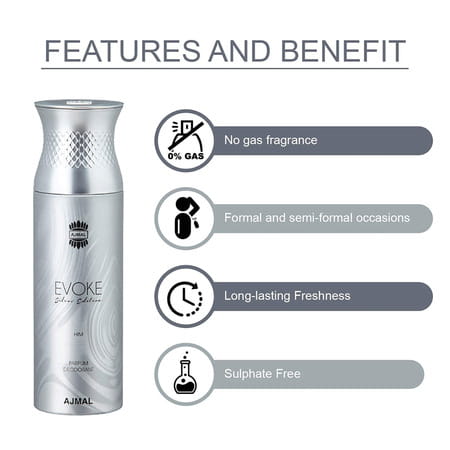 Ajmal 1 Distraction For Unisex 1 Aurum For Women 1 Evoke Silver For Men Deo Combo Pack 3- 600ml