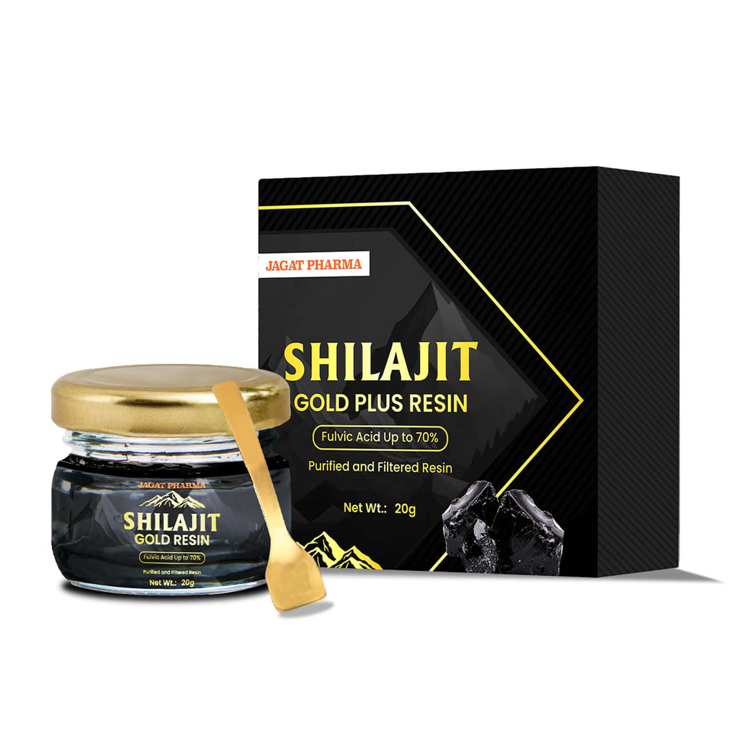 Jagat Pharma Himalayan Shilajit Gold Plus Resin 20g -for Strength Power Stamina