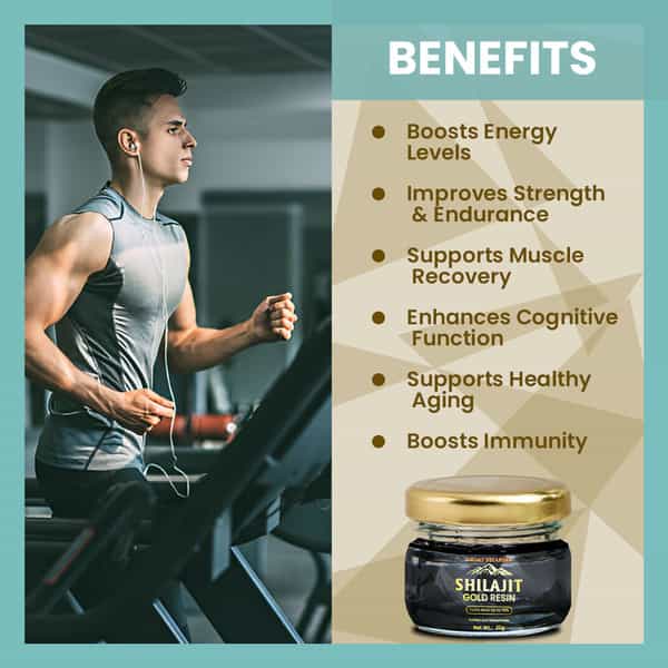 Jagat Pharma Himalayan Shilajit Gold Plus Resin 20G -For Strength Power Stamina