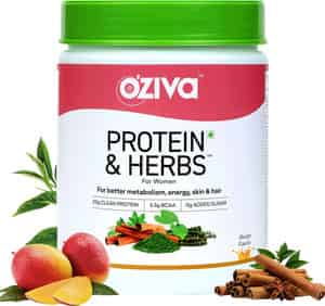 Oziva Protein & Herbs Women Protein With Multivitamins | Better Metabolism Skin Hair | Mango - 500g