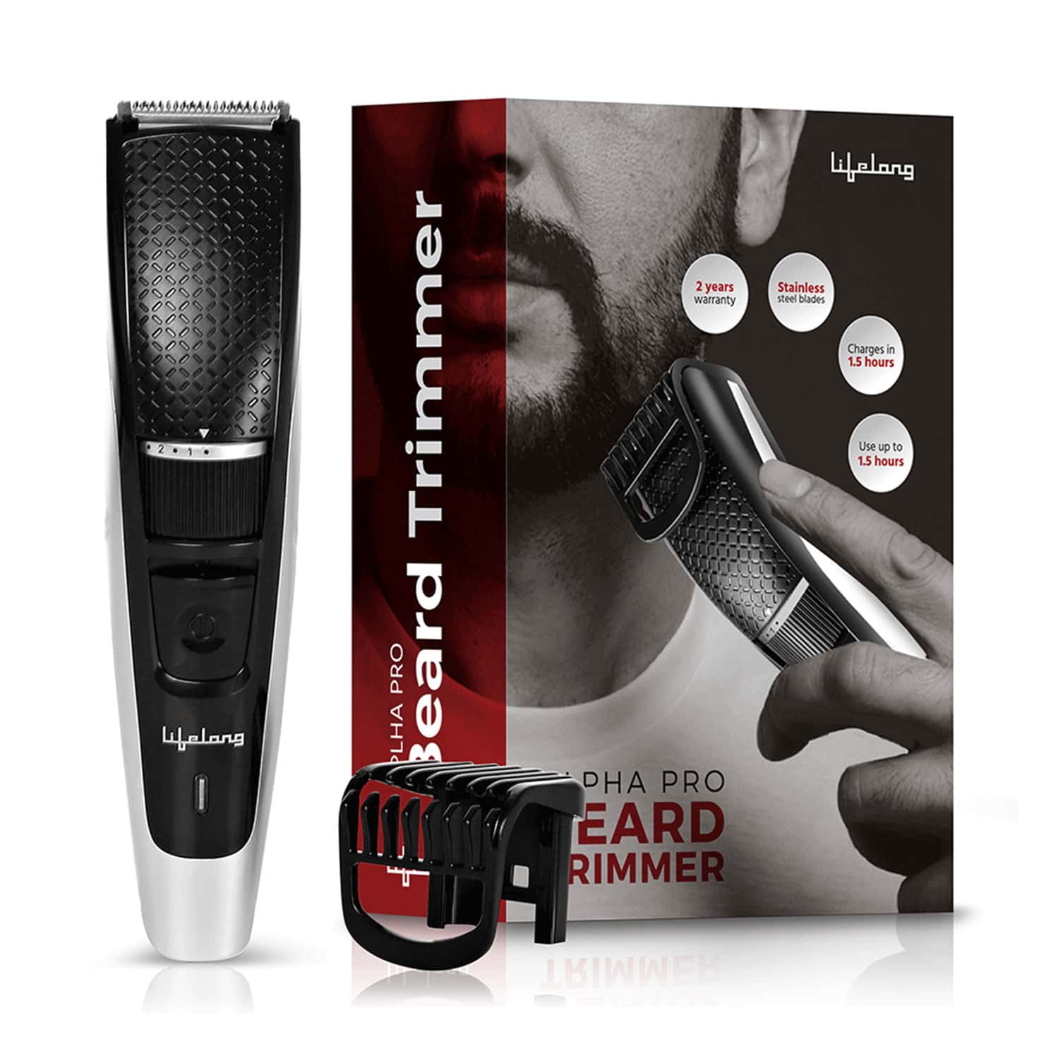 Lifelong Alpha Pro Beard Llpcm19 Trimmer For Men 90 Min Run-Time Cord-Cordless Use