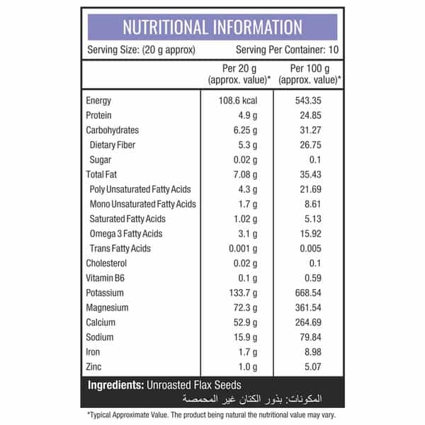 Nourishvitals Flax Seeds Raw Unroasted Seeds 200G Pouch