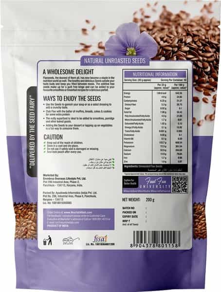 Nourishvitals Flax Seeds Raw Unroasted Seeds 200G Pouch
