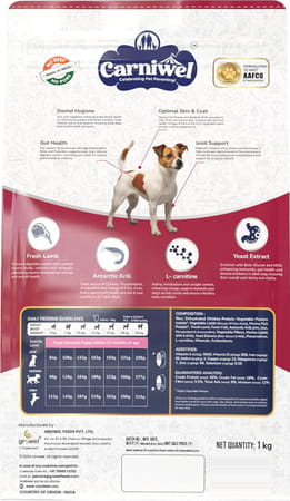 Carniwel Fresh Lamb Adult Dry Dog Food 3 Kg | Natural Ingredients Small Dog