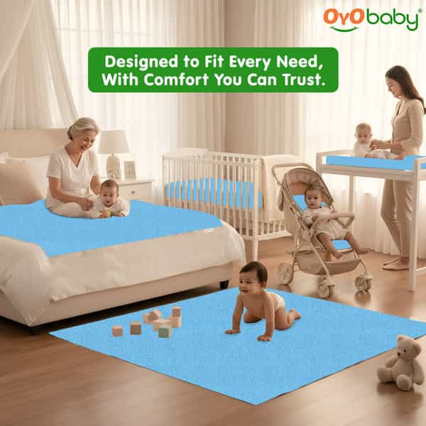 Oyo Baby Hygienic Waterproof Baby Soft Dry Sheet Pack Of 2 Large 140X100 Cm (0-10 Years)- Blue