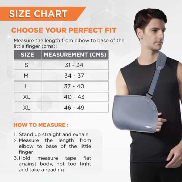 Vissco Arm Pouch Sling (Mild Support)| Provides Support To The Shoulder & Arm - Medium(Grey)