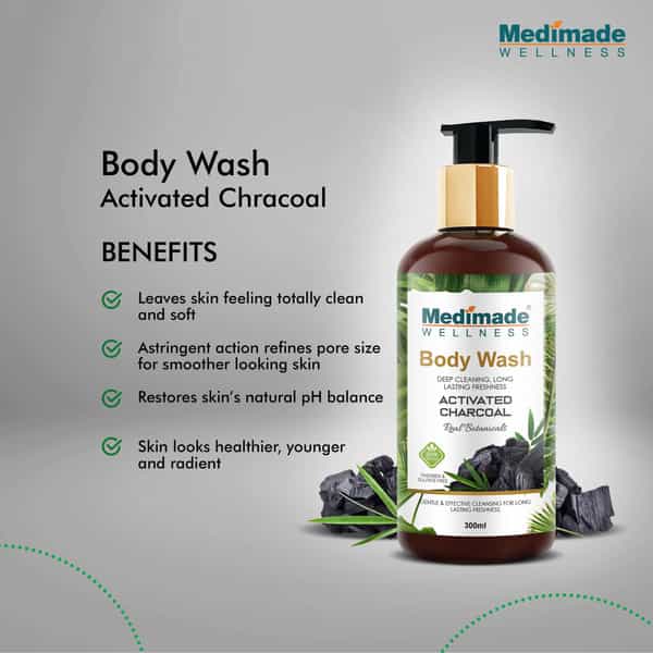 Medimade Activated Charcoal Body Wash - 300 Ml X 2 ( Pack Of 2 )