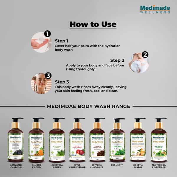 Medimade Activated Charcoal Body Wash - 300 Ml X 2 ( Pack Of 2 )