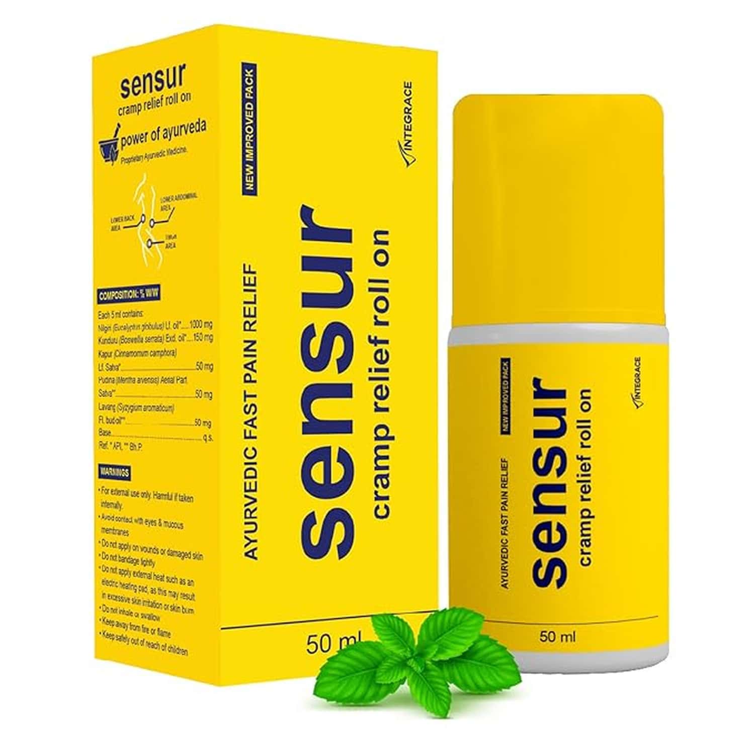 Sensur Ayurvedic Cramp Relief Roll On -50ml| Fast & Safe Relief From Period Pain