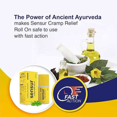 Sensur Ayurvedic Cramp Relief Roll On -50ml| Fast & Safe Relief From Period Pain