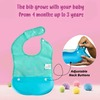 Baby Story Waterproof Baby Bib With Food Catching Pocket (Blue)