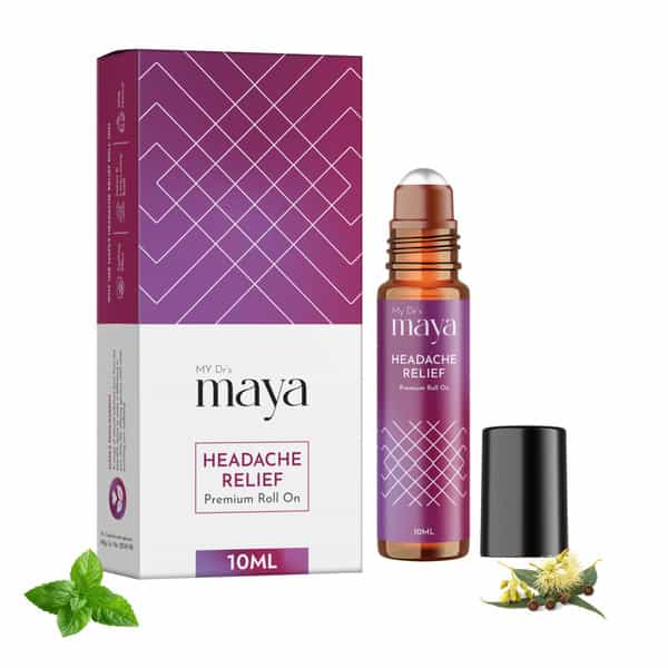 Maya Aromatherapy Headache Relief Premium Roll On 100% Pure Essential Oils Reduces Stress Pack Of 1