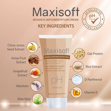Maxisoft Advance De-Pigmentation | Paraben & Mineral Oil Free | Cream | Tube | 50 Gm | Pack Of 2