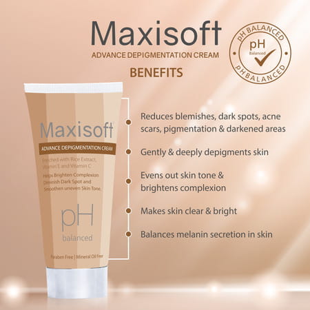 Maxisoft Advance De-Pigmentation | Paraben & Mineral Oil Free | Cream | Tube | 50 Gm | Pack Of 2