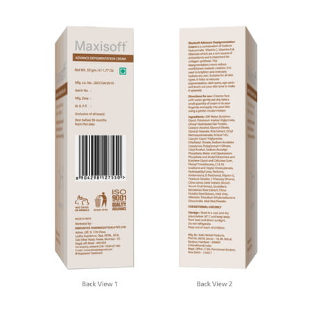 Maxisoft Advance De-Pigmentation | Paraben & Mineral Oil Free | Cream | Tube | 50 Gm | Pack Of 2