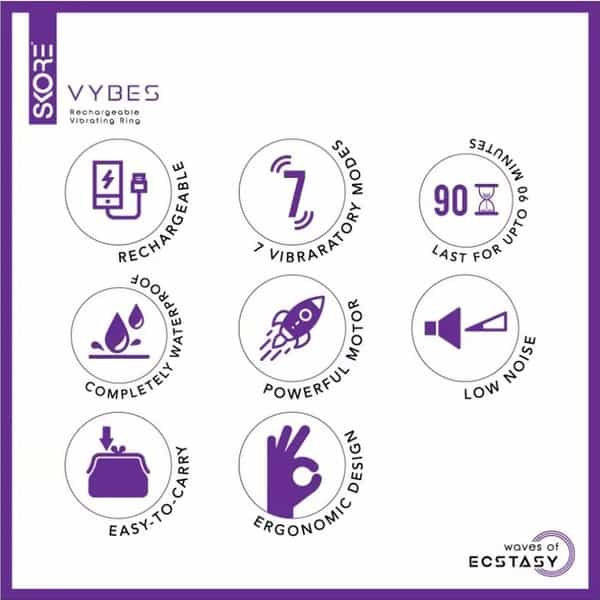 Skore Vybes Vibrating Ring Body Massager For Him & Her | Rechargeable| Waterproof