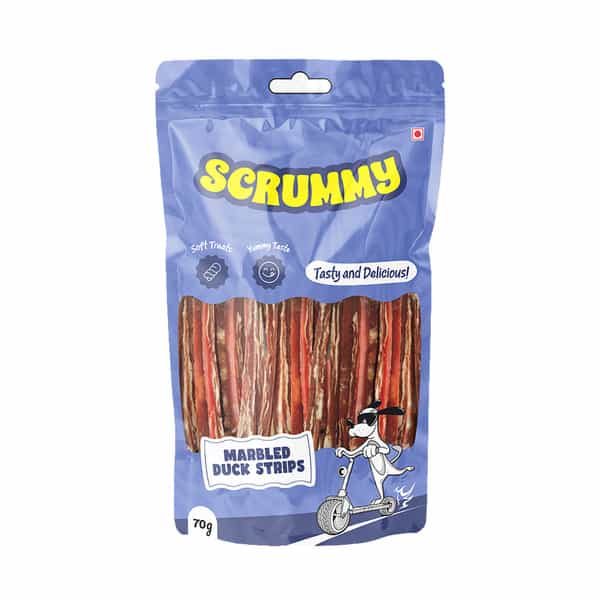 Scrummy Marbled Duck Strips Dog Treats | 70 G