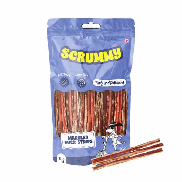 Scrummy Marbled Duck Strips Dog Treats | 70 G