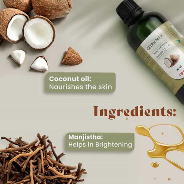 Green Milk Manjistha Massage Oil | For Even-Toned & Nourished Skin | 90 Ml