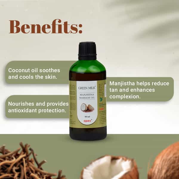 Green Milk Manjistha Massage Oil | For Even-Toned & Nourished Skin | 90 Ml