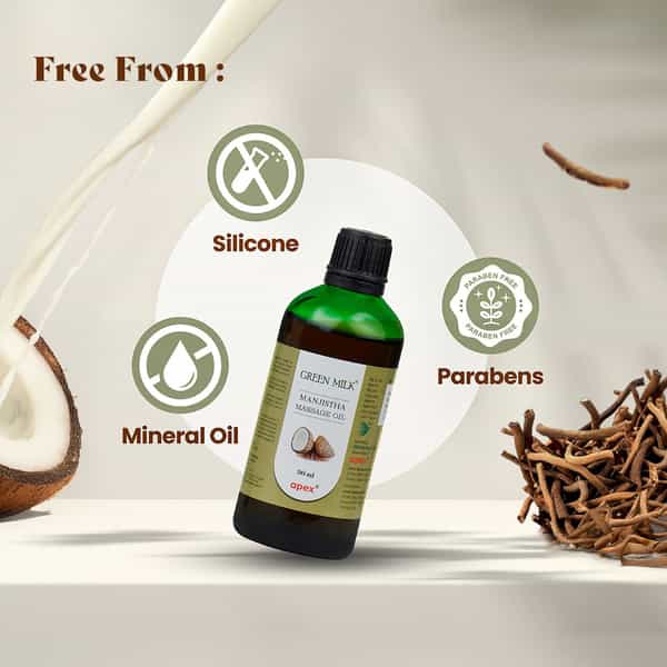 Green Milk Manjistha Massage Oil | For Even-Toned & Nourished Skin | 90 Ml