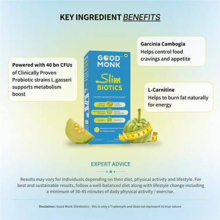 Good Monk Slimbiotics Weight Loss For Women & Men | Boosts Metabolism | 30 Day Pack