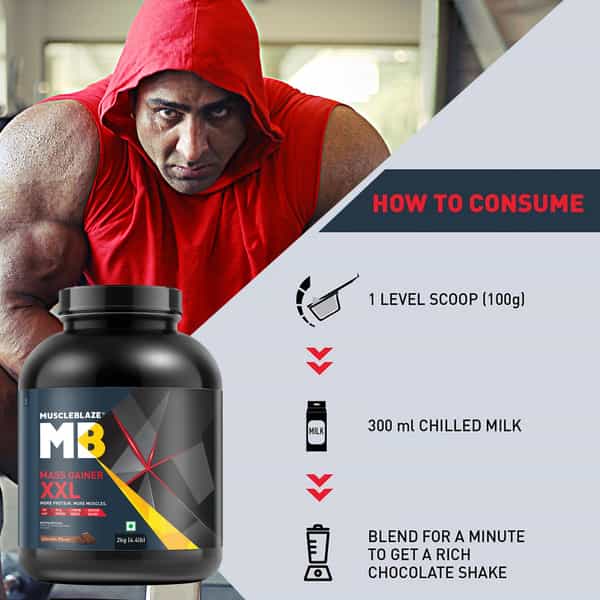 Muscleblaze Mass Gainer Xxl (Chocolate | 2Kg / 4.4Lbs | 20 Servings)