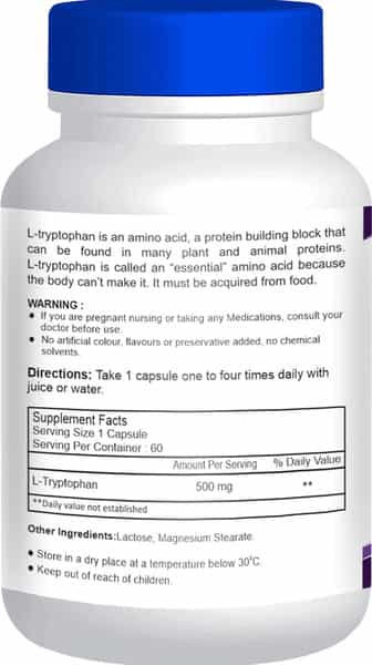 Healthvit L- Tryptophan 500 Mg - 60 Capsules
