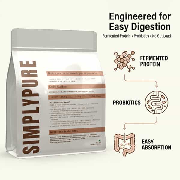 Nutrazen Simplypure Cold Coffee Protein Powder 1Kg | 25.5G Fermented Yeast Protein | Pdcaas 1.0