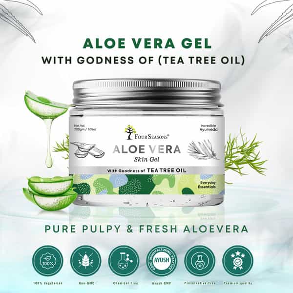 Four Seasons Aloevera Gel With Goodness Of Tea Tree Oil 200G | Ultimate For Skin And Hair
