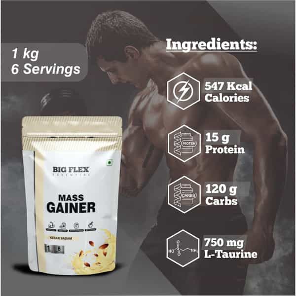 Bigflex Essential Mass Gainer (Kesar Badam) - Pouch ( 1Kg )