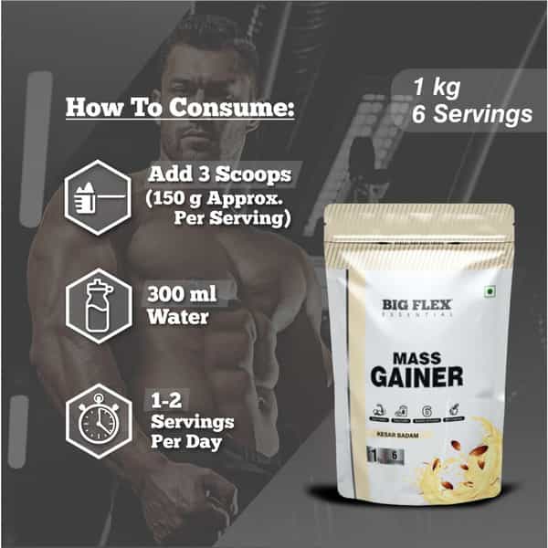 Bigflex Essential Mass Gainer (Kesar Badam) - Pouch ( 1Kg )
