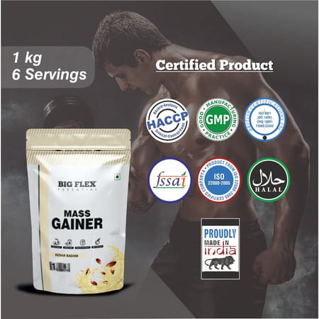 Bigflex Essential Mass Gainer (Kesar Badam) - Pouch ( 1kg )