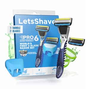 Letsshave Pro 6 Acne Friendly Razor | Men | Anti-acne Shaving Kit - 1 Handle | 2 Blades & Razor Cap