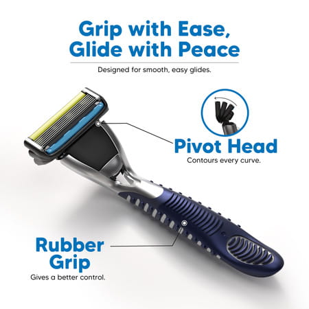Letsshave Pro 6 Acne Friendly Razor | Men | Anti-Acne Shaving Kit - 1 Handle | 2 Blades & Razor Cap