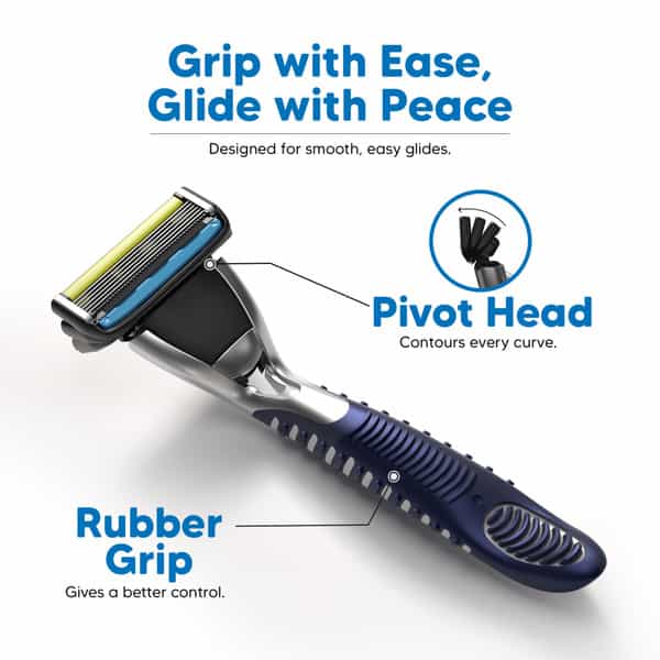 Letsshave Pro 6 Acne Friendly Razor | Men | Anti-Acne Shaving Kit - 1 Handle | 2 Blades & Razor Cap