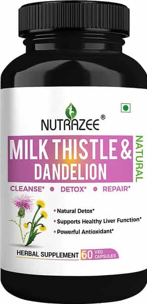 Nutrazee Milk Thistle Extract (80% Silymarin) With Dandelion 60 Vegan Capsules
