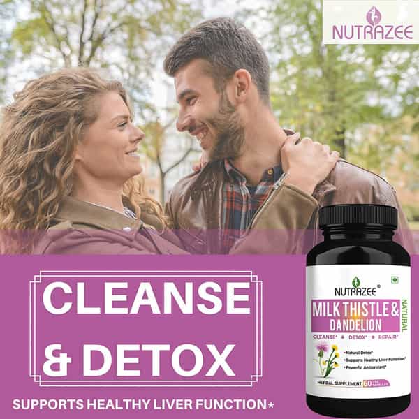 Nutrazee Milk Thistle Extract (80% Silymarin) With Dandelion 60 Vegan Capsules