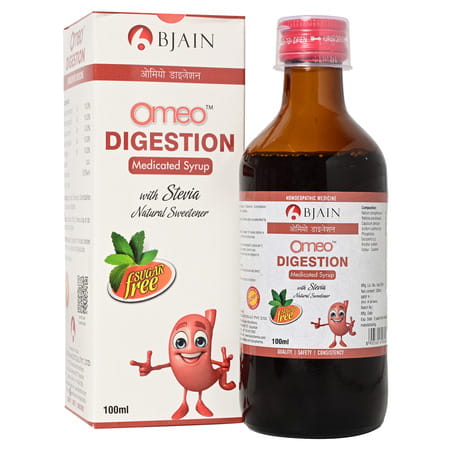 Bjain Omeo Digestion Medicated Syrup. Sugar Free | Support . Bloating. Gas & Indigestion - 100ml