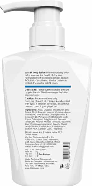 Fcl Oat Silk Body Lotion For Binding Moisture To The Skin's Cells.