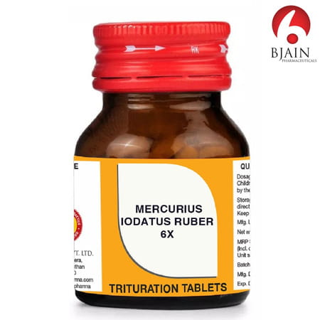 Bjain Mercurius Iodatus Ruber Trituration Tablet 6x | 25gm