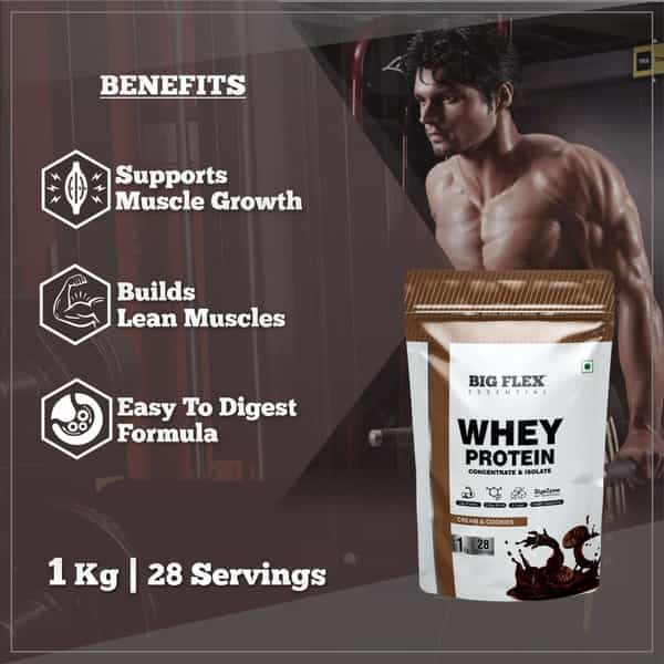 Bigflex Essential Whey Protein (Cookies & Cream) - Pouch ( 1Kg )