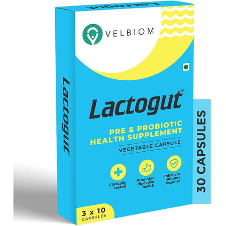 Lactogut Probiotic|For Acute Digestion Issue|Gut Health|Immunity Plain Capsules (30 No)