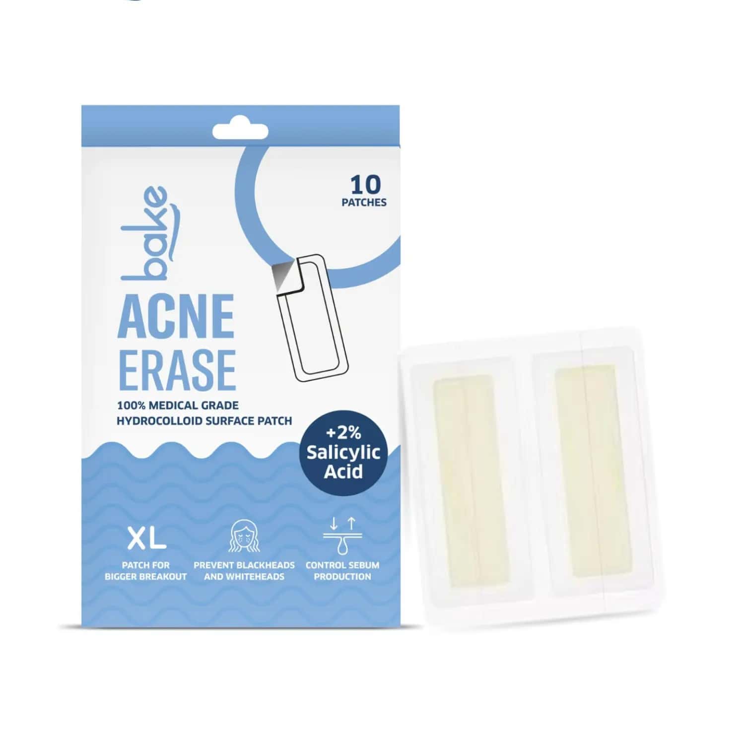 Bake 2% Salicylic Acid Hydrocolloid Acne Patches Xl For Pimples & Blackheads (10 Patches)