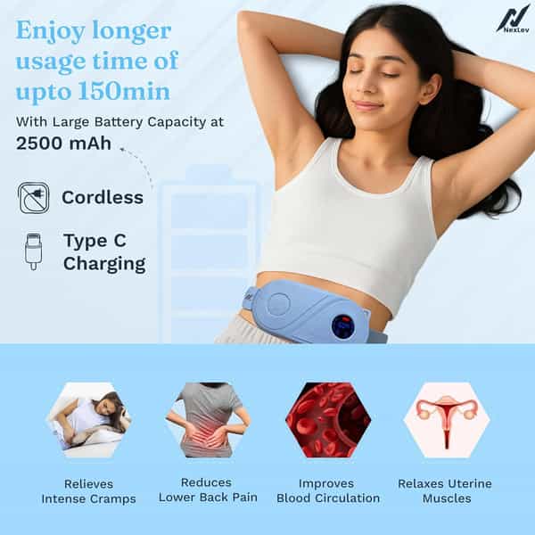 Nexlev Cordless Electric Heating Pad Blue Cm-01