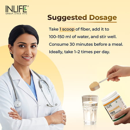 Inlife Fenugreek Fibre Powder | Digestive Health Gut Cleanse High Fiber & Weight Management - 150g