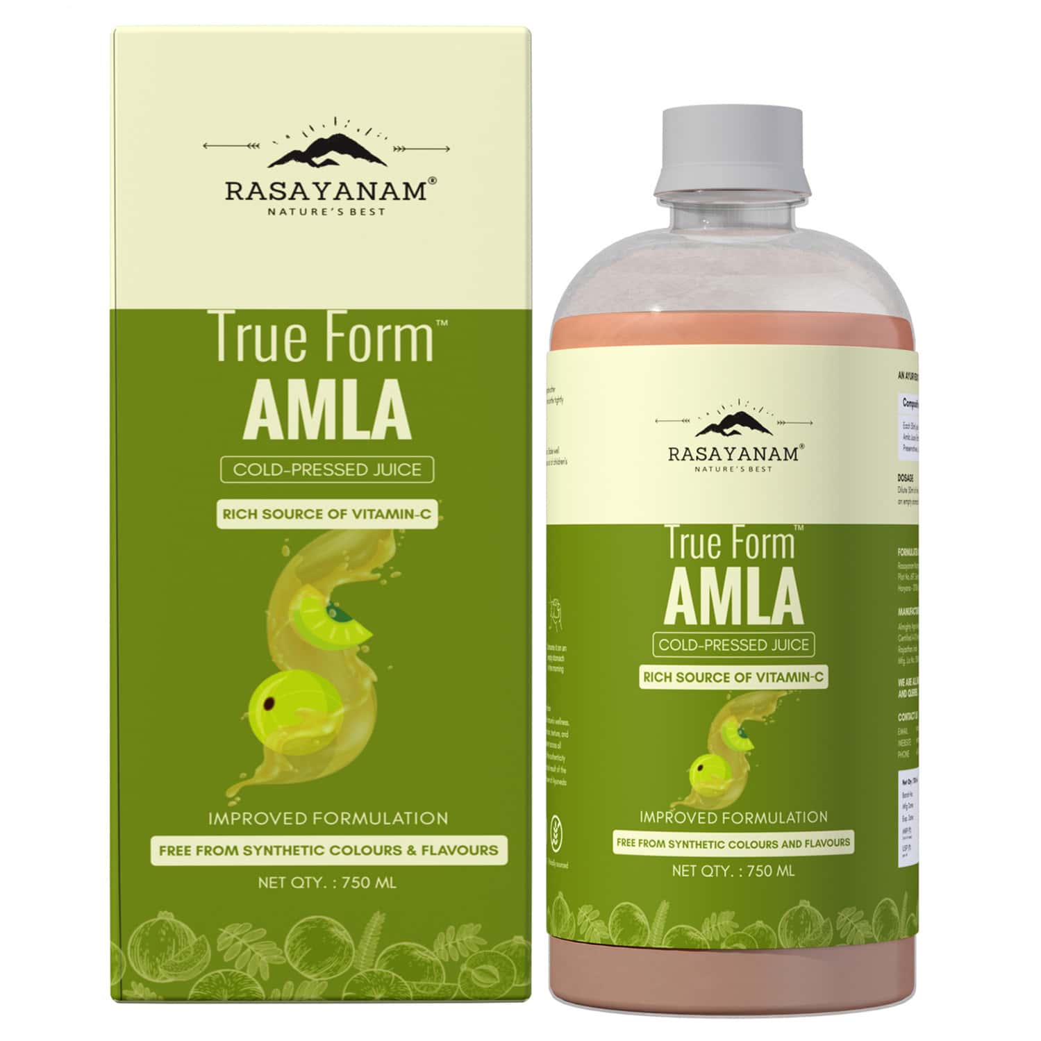Rasayanam Pure Amla Juice For Healthy Hair & Skin | 2x Vitamin C | Made With Francis Amla | 750ml